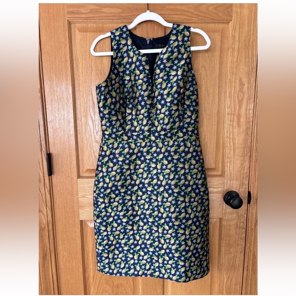 J.Crew Lemon Print Sheath Dress Size 6 Party Cocktail Stunning